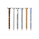 Radierbarer Kugelschreiber Radierbare Stifte mit Tierkopf | 6 Cartoon Radierbarer Gelschreiber, 0,7mm Blau Mine, Kawaii Schreibwaren für Kinder Studenten Schule Büro (6pcs)
