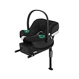 CYBEX Babyschale Aton B2 i-Size mit Base One, Ab Geburt bis ca. 24 Monate, Max. 13 kg, Inkl. ISOFIX-Basis und Neugeboreneneinlage, SensorSafe kompatibel, Volcano Black