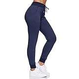 Smith & Solo Jogginghose Damen – Sporthose Frauen Baumwolle| Sweatpants Slim Fit Freizeithose Lang | Trainingshose Fitness High Waist – Jogger Laufhosen Modern Navy/L