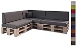 sunnypillow Palettenkissen mit abnehmbarem Bezug Kaltschaum Palettenauflage Palettenpolster Palettensofa Sitzkissen Rückenlehne Indoor Outdoor 8er Set 120 x 80 Anthrazit
