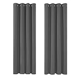 Deconovo Verdunkelungsvorhang mit Kälteschutz Gardinen Schlafzimmer Kälteschutzvorhang Blickdicht, 220x140 cm(HöhexBreite), Hellgrau, 2er Set