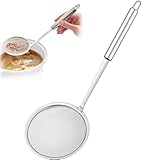 XFLYP 1 Stücke Schaumlöffel, Schaumkelle Edelstahl, Küchensieb Fein, Groß Löffel Filter Set für Fett, Schaum, Rückstände und Obst, ÖL Und Suppe Sauber Abtropfen Lassen