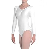 Roch Valley Martene Damen Gymnastikanzug, langärmlig, Nylon/Lycra, Weiß, Größe L