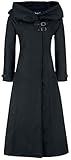 Gothicana by EMP Damen schwarzer langer Wollmantel mit Kapuze M