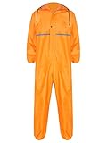 Jugaoge Unisex Motorrad Regenanzug für Damen und Herren Outdoor Einteiler Wasserdichter Overall Jumpsuit mit reflektierenden Streifen Arbeitsoveralls Gelb 3XL