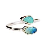 Exquisiter Opalring für Frauen, atemberaubender australischer Opal, handgefertigte Ringe, verstellbarer Edelsteinring, Hochzeitstag, Geschenk, Schmuck, blaue Feueropalringe