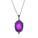 Gothic-Kristall-Kamee-Halskette Sternenstaub-Kristall, Gothic Kamee Halskette Vintage Kristall Anhänger Halskette Frauen Punk Anhänger Halskette Geburtstag Halloween Geschenk Frauen(Lila)