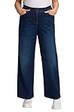 Ulla Popken Damen große Größen Übergrößen Plus Size Jeans Mary, weites Bein, 5-Pocket-Schnitt, Komfortbund Blue Denim 46 724600902-46