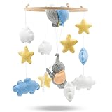 Baby mobile kleine Elefant – Baby Mobiles mit Holzring und süßen Tierchen – Perfektes Mobile für Babybetten oder als Babyzimmer Deko.