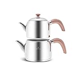 Karaca Edge Mini Induktion Base Teekanne Rose Set Teekanne: 1 Liter + Teekannendeckel Trinker: 1,5 L Volumen: 2,5 Liter Türkische Teekanne, Caydanlik, Demlik, Teekocher, Tea Pot