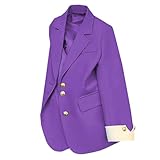Blazer Damen Sportlich Bürokleidung Lockere Business Klassisch Mantel Herbst Große Größen Büro Trachtenblazer Einfarbige Frühling Festlicher 2#lila S