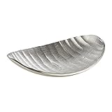 EGLO LIVING Dekoschale Forleyet, elegante Schale zum Dekorieren, Dekoteller handmade im Wellendesign, Metallteller aus Aluminium in Silber, 26 x 18,5 cm