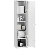 COSTWAY Badezimmerschrank Toilettenpapier Schrank weiß, Toilettenpapierhalter Toilettenschrank mit 3 abnehmbaren Regalen, Badschrank Standschrank Seitenschrank für Wohnzimmer Badezimmer