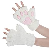 YUXIANLB Katzenpfoten Handschuhe Ohne Finger - Süße Bärenpfoten Hand Weiche Warme Fingerlose Winterhandschuhe Aus Kunstpelz - Kawaii Cosplay