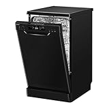 Bomann Geschirrspüler 45 cm, 10 Maßgedecke, Spülmaschine Stand o. Unterbau, 7 Programme & 2 Sprühebenen, Dishwasher mit Startvorwahl, Geschirrspüler unterbaufähig GSP 7418 schwarz