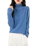 Chanyarn Damen Herbstpullover Rollkragen 100% Merinowolle 2024 First-Line Ready to Wear Langarm nahtlosem Strick Winter Elegant Cashmere Pullover (Stern Blau,XL)