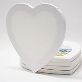 5er-Set Leinwand Canvas zum Bemalen in Herz-Form, 30x30cm. Leere, weiße Leinwand aus 100% Baumwolle ist umlaufend aufgespannt auf 16mm FSC® MDF-Rahmen, 280g/m², 2-fach weiß grundiert