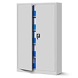 Büroschrank C001II Aktenschrank XXL Metallschrank Flügeltüren Stahlblech Pulverbeschichtung 185 cm x 115 cm x 40 cm (grau/grau)