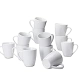 Amazon Basics Kaffeetassen-Set, 12-teiliges Porzellan, 355 ml, Weiß