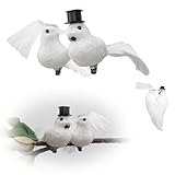 Weiße Tauben Modell,1 Paar Vogel skulptur Ornamente Spielzeug Vögel Tauben Hochzeitsdekoration Outdoor dekor Schaumstoff Decoraciones für Klein Hochzeitsdeko Künstliche Figuren Weiß Gastgeschenke
