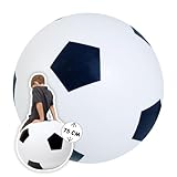 alldoro 60298 XXL Fußball Ø 75 cm groß, aufblasbarer Spielball mit mega Sprungkraft, Kinderball aus Gummi, Indoor & Outdoor, Schwarz/Weiß