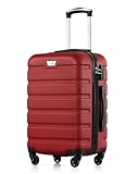 COOLIFE Handgepäck Koffer für EasyJet, 56cm M, PC+ABS, Hartschale, Leicht Robuster, Reisekoffer mit 360° Spinner Räder, YKK Reißverschluss, TSA Zahlenschloss, Rot