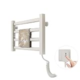 Qawner Handtuchheizkörper Elektrisch Klein, 80W Handtuchtrockner Heizkörper, Bad Handtuchtrockner Elektrisch, 55℃ Thermostat, 45x30cm Handtuch Heizkörper (Weiß)