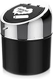 LegendTech Edelstahl Aschenbecher mit Deckel Rutschfester Tragbar Winddichter Metall Tisch Ascher für Garten Balkon Draußen und Innen (Silber Schwarz)