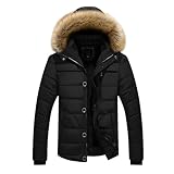 SOOUICKER Daunenjacke Herren Winter Kapuze Winterjacke Herren mit Fellkapuze Steppjacke Modern Übergangsjacke Puffer Kapuzenjacke Daunen Steppjacke Warm Outdoorjacke Gefüttert