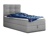 Boxspringbett Best Mini mit Bettkasten und Matratzentopper - Einzelbett mit Bonell-Matratze und Topper, Polsterbett, Bett, Schlafzimmer (90 x 200 cm, Grau (Inari 91))