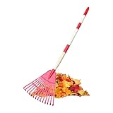 Laub Rechen Fächerförmig 14 Zinken - Abnehmbarer Grassammler - Besen Mit Ergonomischem Griff Für Garten Landschaft Camping Draußen Kies Terrasse Rasen