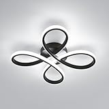 Comely Deckenlampe LED, 30W 3400LM Deckenleuchte Modern, LED Deckenbeleuchtung Flower Form für Balkon Diele Schlafzimmer Wohnzimmer und Esszimmer, Kaltweißes Licht 6500K, Schwarz，30cm
