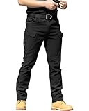 DUOLUVA Taktische Herren-Cargohose, mehrere Taschen, Kampfhose, taktische Hose, dehnbar, schnell trocknend (kein Gürtel), Schwarz, 7 Stück, XL