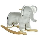 AIYAPLAY Schaukeltier Baby Schaukelelefant mit Soundfunktion und Griffen, Schaukelspielzeug mit Plüschoptik, Elefanten Schaukelstuhl für 2-4 Jahre Kinder, Grau