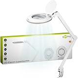 goobay 60362 LED Lupenleuchte mit Klemme / 9 W Leistungsaufnahme / 127 mm Kristall-Glaslinse/Farbtemperatur 6400 K / 1.75x Vergrößerung/Lichtstrom 83-730 Lumen/Weiß