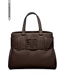 Armani Exchange Women's Susy, tone on tone logo, flap closure shopping bag, Brown, one size