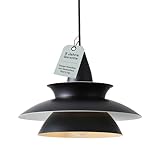 Pendelleuchte schwarz Retro Design - Vintage Aluminium Pendellampe - Alu Hängeleuchte höhenverstellbar - E27 Nordic Lampenschirm - Designer Leuchte Leto – leichte & hochwertige Esszimmer Beleuchtung