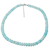 ELEDORO echter Türkis Opal Halskette Collier für Damen Silber 925 rhodiniert Karabiner 48cm plus 5cm lang