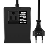 Dytabepl 200W Spannungswandler Transformator 220V auf 110V Reisestromadapter Netzadapter Schritt Runter Stromkonverter Leistungstransformator EU