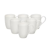 vivo by Villeroy & Boch Basic White Tassen Set, 6 Personen, spülmaschinenfest, 260ml, Kaffeebecher, Kaffeetasse, Becher, Heißgetränkebecher, Teetassen, Tassen Kaffee, Tasse, Premium Porzellan