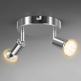 Unicozin 2 Flammig LED Deckenstrahler, LED Deckenleuchte inkl. 2 x 4W GU10 LED Leuchtmittel (400LM, Warmweiß), ø110mm, Weiß Chrom Deckenspot Schwenkbar, für Küche Wohnzimmer Schlafzimmer