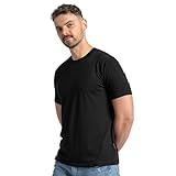 menique 100% Merino Wolle T-Shirt Herren Funktionsshirt Laufshirt Wandern Reisen Unterhemd Thermo Basisschicht Atmungsaktiv Kurzarm Sportshirt, Schwarz, L