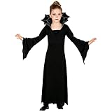 Widmann - Kinderkostüm Vampirin, langes Kleid mit Kragen, Silber-Schwarz, für Mädchen, Vampir, Fledermaus, Kostüm, Verkleidung, Mottoparty, Karneval, Halloween