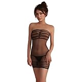 Azonelife Langes Transparentes Damen Kleid, Durchsichtiges Blusenkleid, Damen Body Kleid, Feines Netz Minikleid, Reizwäsche Einteiler Nachthemd, Schwarzes Mesh Kleider