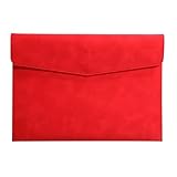 Dokumentenmappe aus Leder, A4, für Büro, einfache Aktentasche, Datentasche, Vertrag, Rechnung, Schule, Bürobedarf (rot)