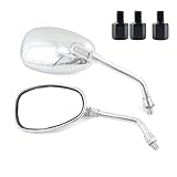 Area1 Chrom Custom Motorroller Spiegel Rückspiegel Set (rechts+links) e-geprüft 2xM8 Rechts + 1xM8 Linksgewinde Kompatibel mit Piaggio Honda Kymco Yamaha Peugeot Suzuki Sym Niu Daelim KSR Nova OCH