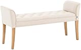 CLP Chaiselongue Cleopatra I Stoff-Bezug I Polsterbank, Farbe:Creme, Gestell Farbe:antik-hell