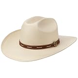 Stetson Edcouch Western Toyo Strohhut Naturfarbener Hut Cattleman-Krone Ledergarniturband Herren Frühjahr Sommer Natur L (58-59 cm)