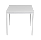 furni24 Schreibtisch-Stahl 80x80x75cm, Grau, TÜV/GS-Einfache Montage, Arbeitstisch, Bürotisch, Küchentisch, Esstisch, Druckertisch Büro-Möbel Arbeitszimmer Computertisch Gaming-Tisch Mehrzwecktisch