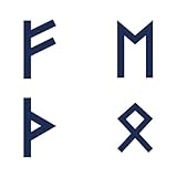 Tattwo.me – Temporäre Tattoos für Erwachsene und Kinder, hält 2 Wochen, wasserfest – 4 Runenbuchstaben (zum Ausschneiden) – Pflanzliche Tinte – EU-Kosmetik-Zertifikat – (P1009)